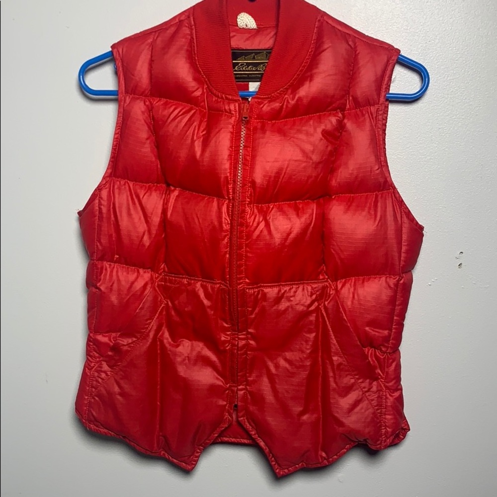 Eddie Bauer Puffer Vest Jacket Size S Red Quilted